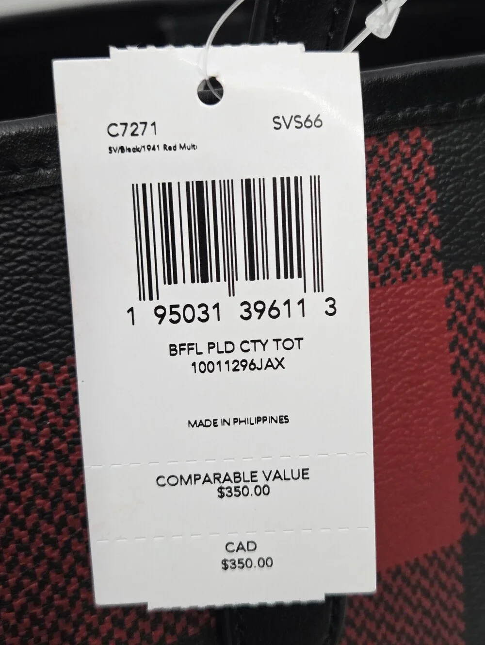 NWT COACH TOTE BAG WITH BUFFALO PLAID PRINT + SLIM WALLET + COACH TOTE INSERT